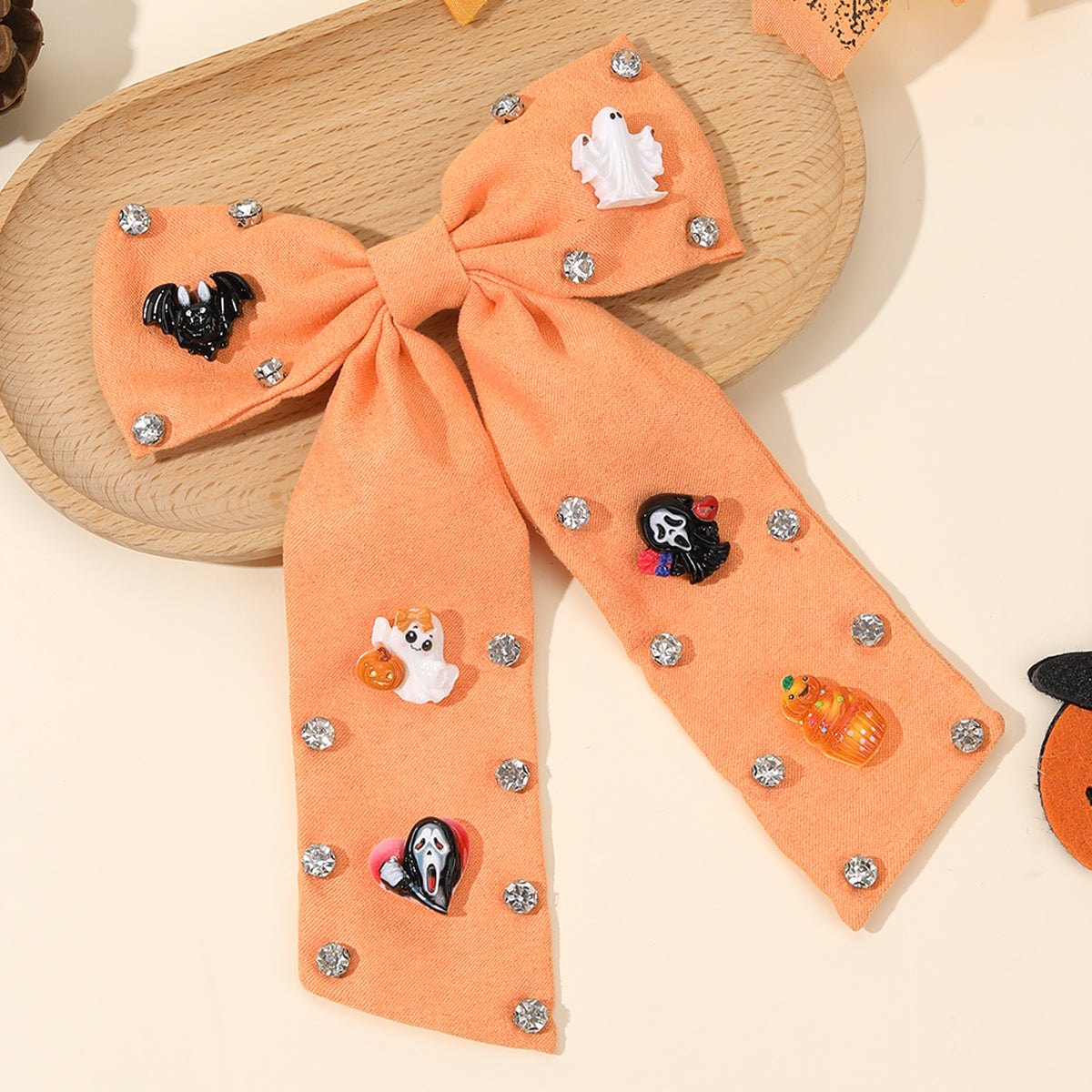 Large Fabric Halloween Hair Bow Clip for Girls