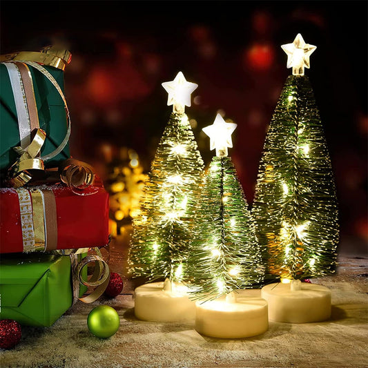 6.7in Mini Christmas Tree Desktop with LED Christmas Miniature Pine Tree