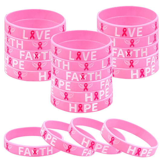 100PCS Breast Cancer Awareness Silicone Bracelets