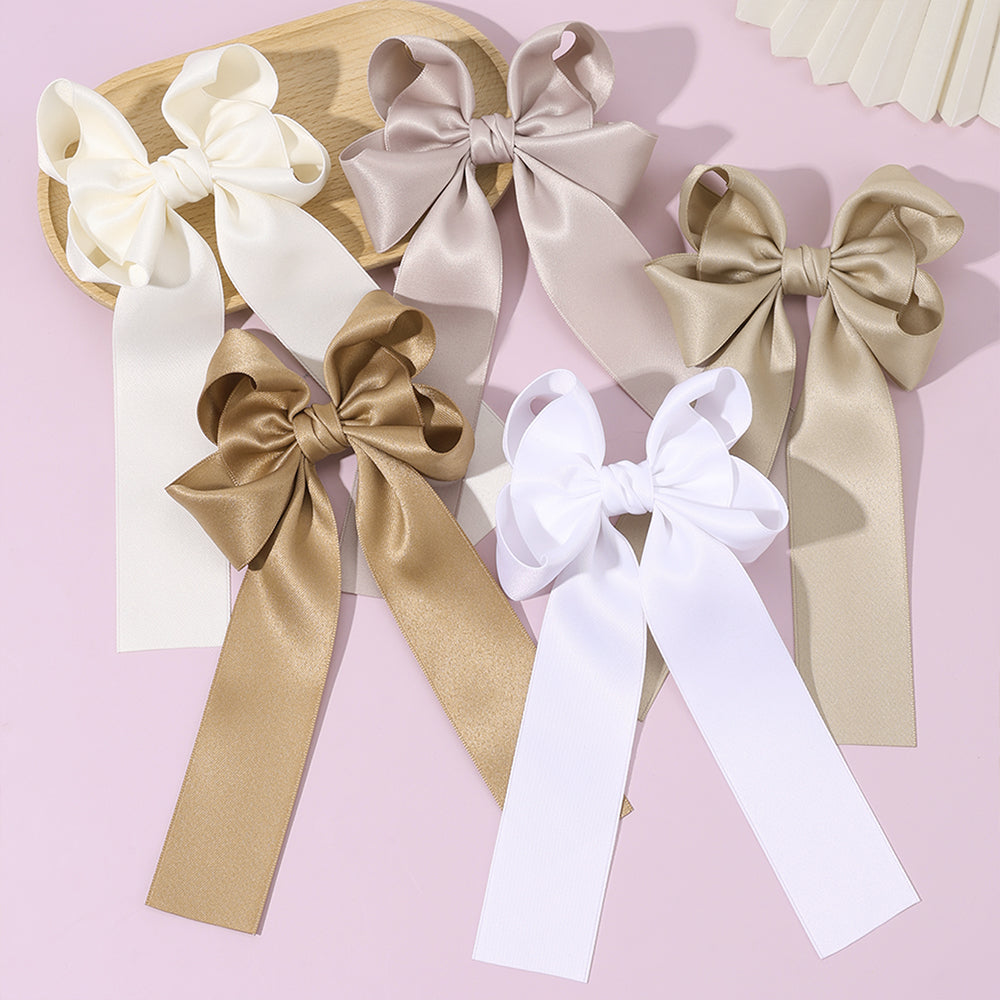 Women Fabric Long Tails Boutique Hair Clip Accessories