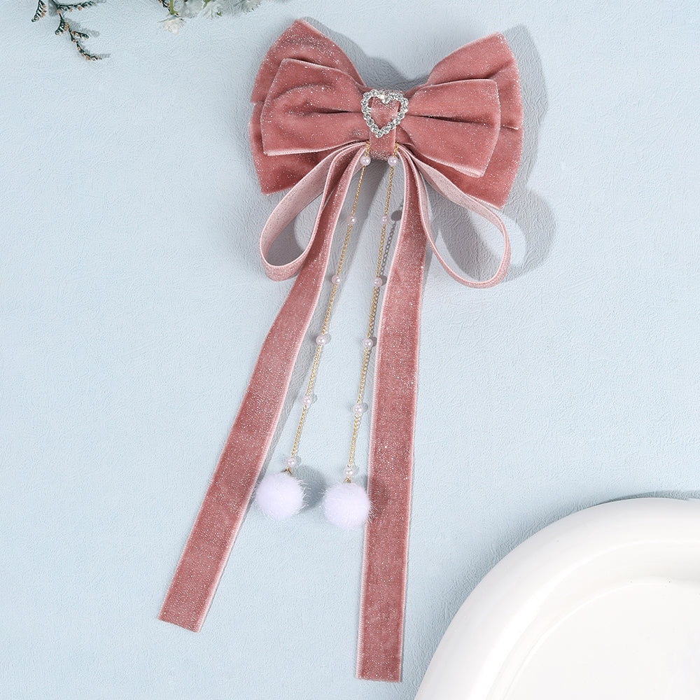 Larger Winter Velvet Hair Bow Clip Girls Christmas Hair Accessories