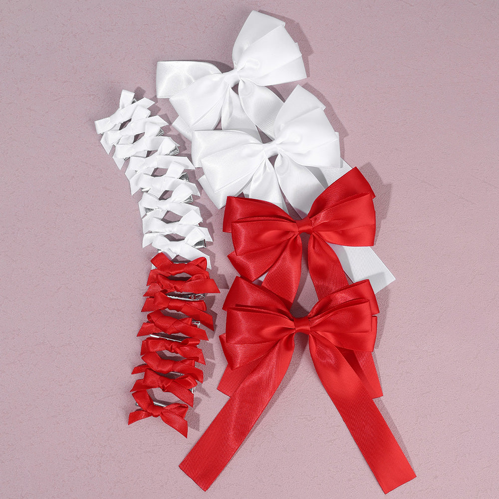20Pcs Solid Color Satin Hair Bow Clip Set for Women Girls