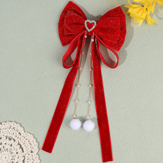 Larger Winter Velvet Hair Bow Clip Girls Christmas Hair Accessories