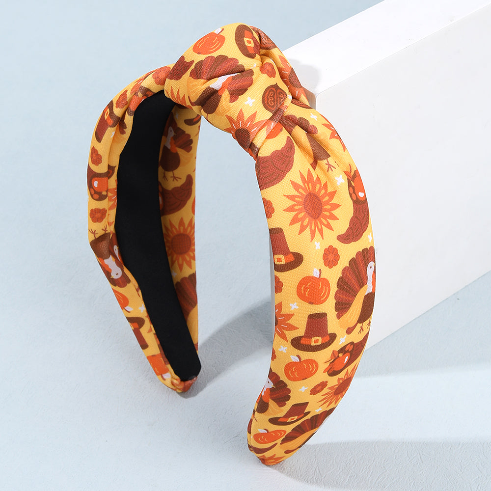 1Pcs Fabric Bow Knot Rhinestone Thanksgiving Headband