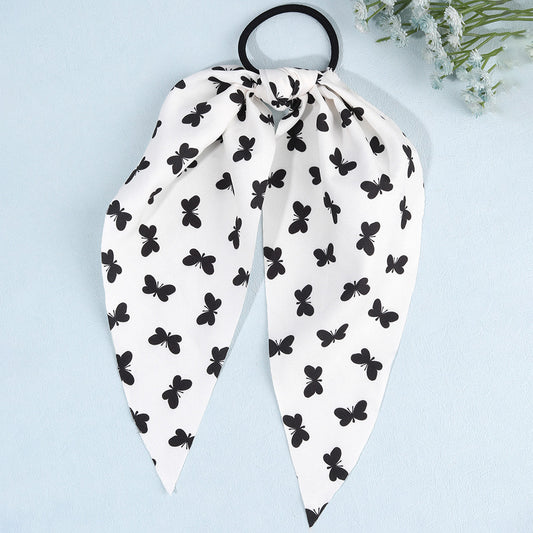 Women Print Fabric Handmade Ponytails Bow Ties Girls Scrunchies Accessories