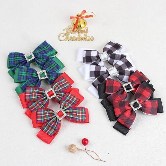 1 Pair Pretty Plaid Christmas Hair Bows