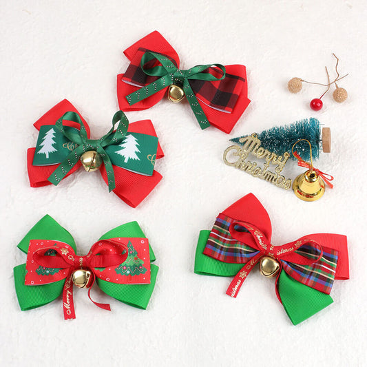 5'' Golden Bell Christmas Hair Bows