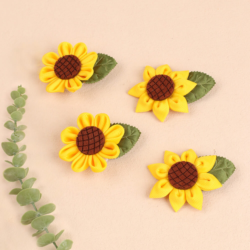 2PCS Cute Girl Sunflower Hair Clips