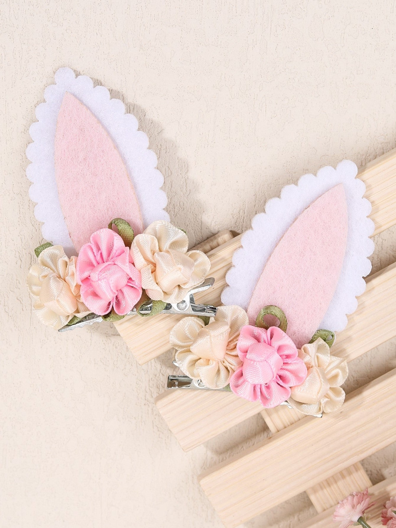 Pink Bunny Ear Easter Hair Clips for Girls