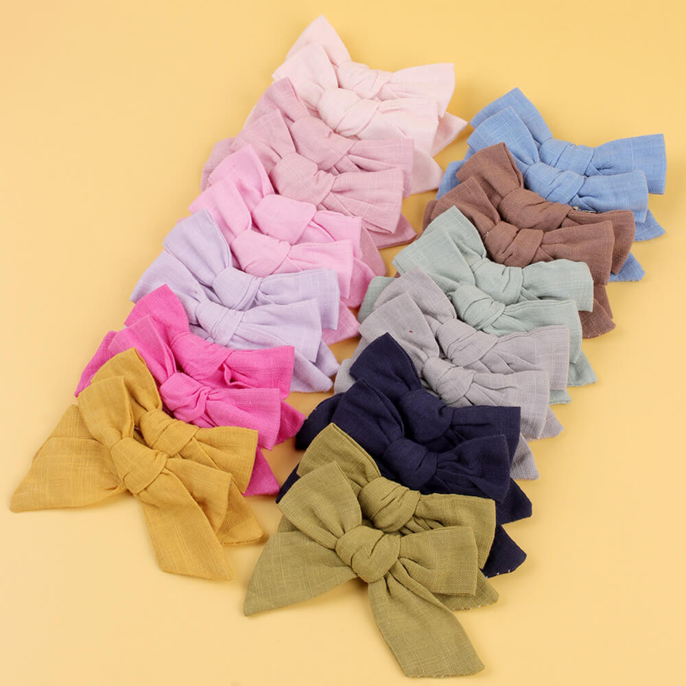 24PCS Girl Cotton Linen Hair Bows