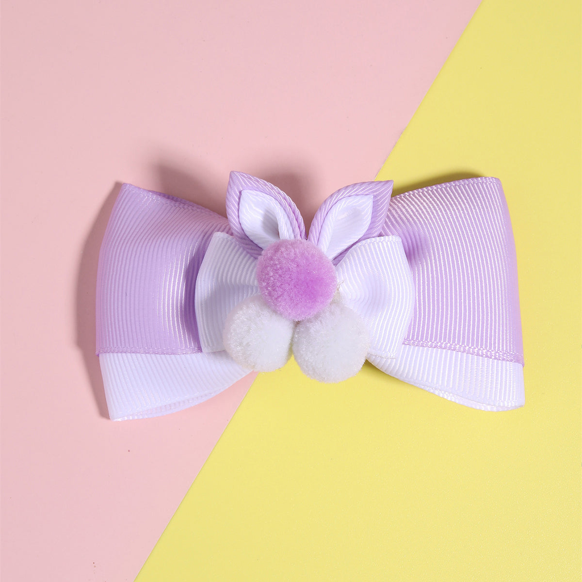 Easter Bunny Hair Bow Pompom Hair Clips