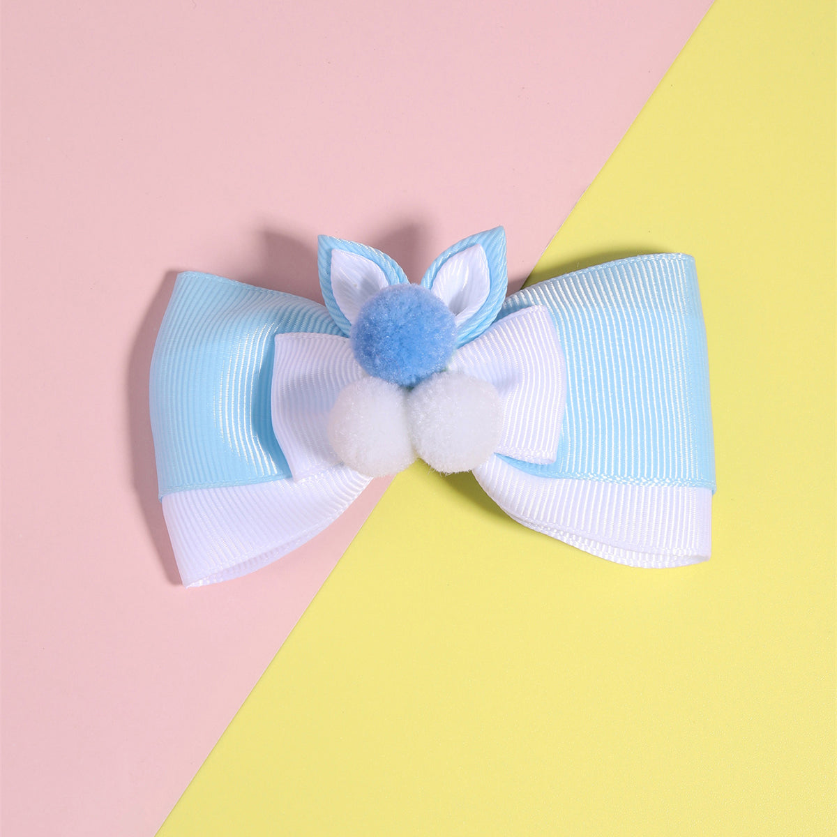 Easter Bunny Hair Bow Pompom Hair Clips