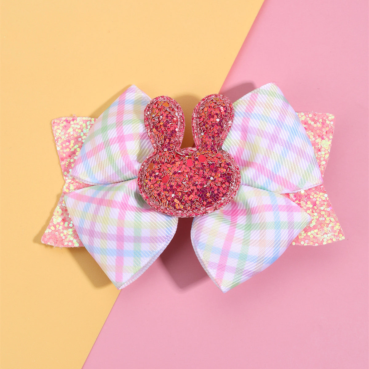 4'' Cute Pink Bunny Glitter Hair Bows