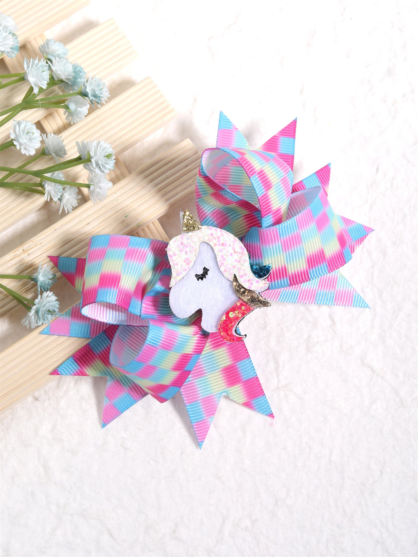 4.5'' Cute Rainbow Unicorn Hair Bows