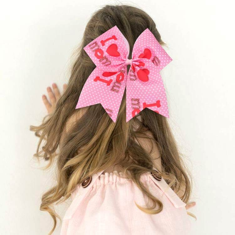 Pink Heart Cheer Bows