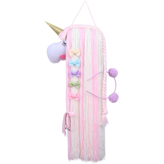 Unicorn Yarn Tassels Hair Bow Holder - Pink