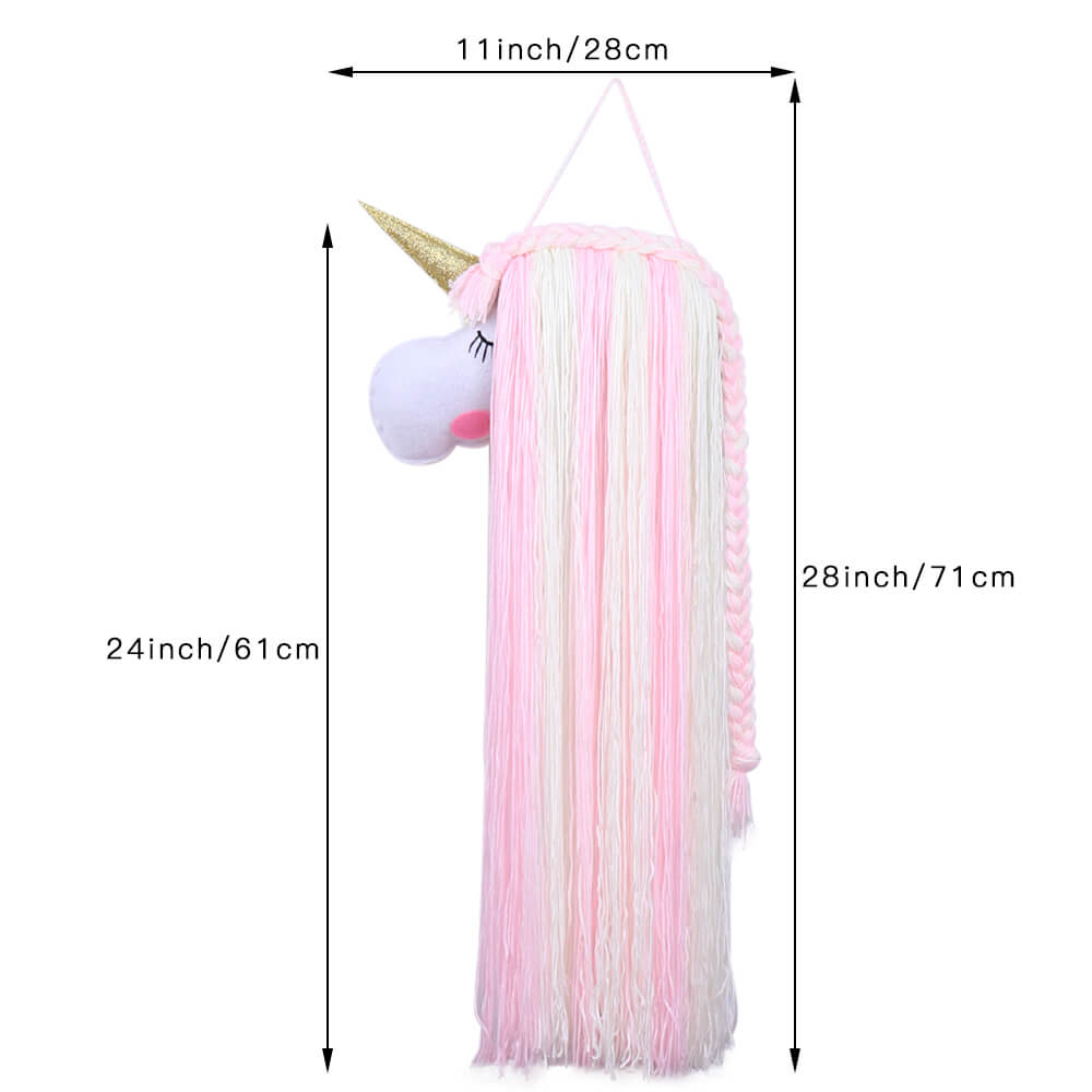 Unicorn Yarn Tassels Hair Bow Holder - Pink