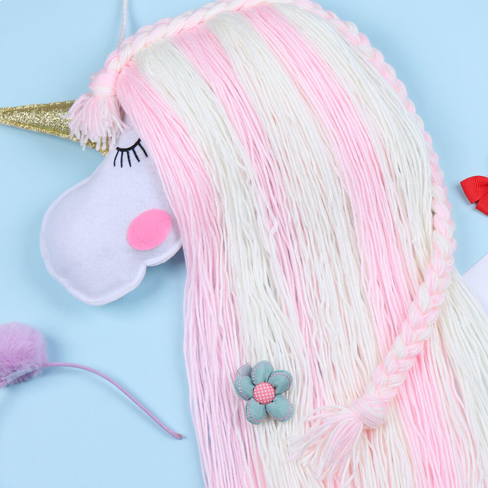 Unicorn Yarn Tassels Hair Bow Holder - Pink