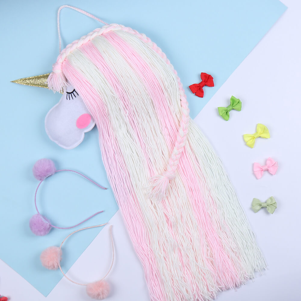 Unicorn Yarn Tassels Hair Bow Holder - Pink