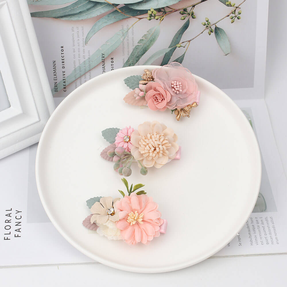 Flower Hair Clips for Little Girls-3pcs