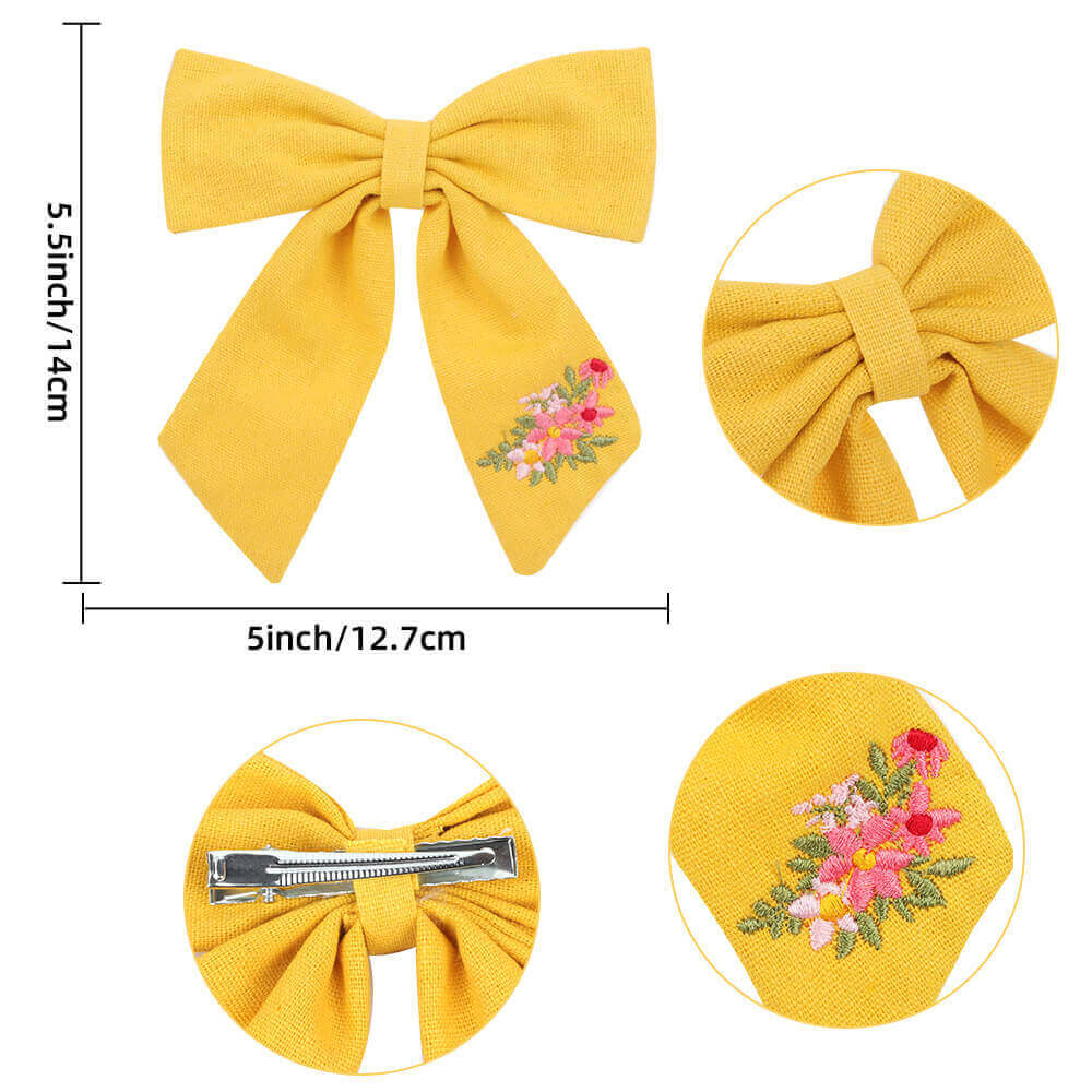 5'' Embroidered Flower Cheer Bows