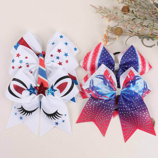 4th of July Stars Rhinestone Cheer Bows