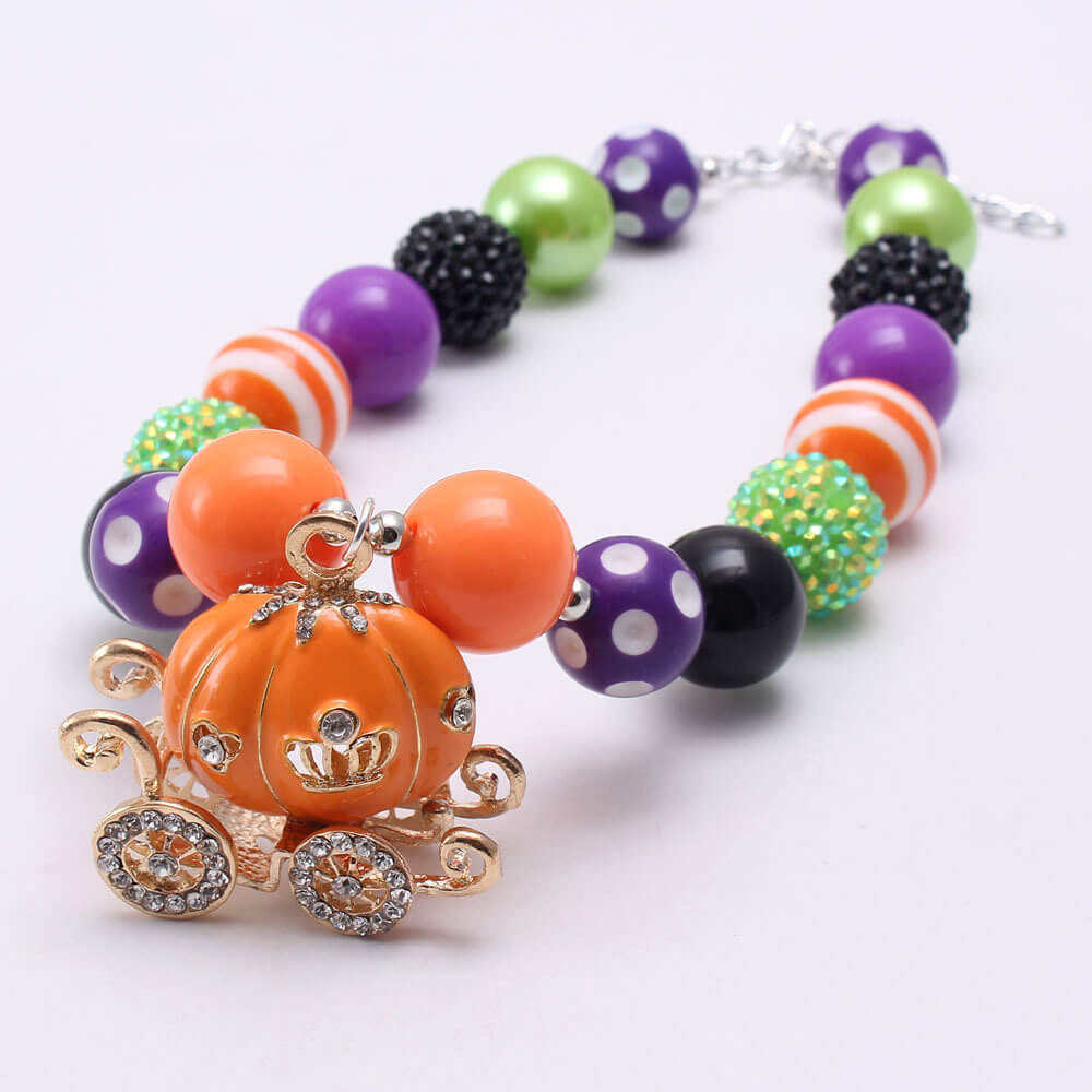 Cute Pumpkin Car Necklace Bracelet Set