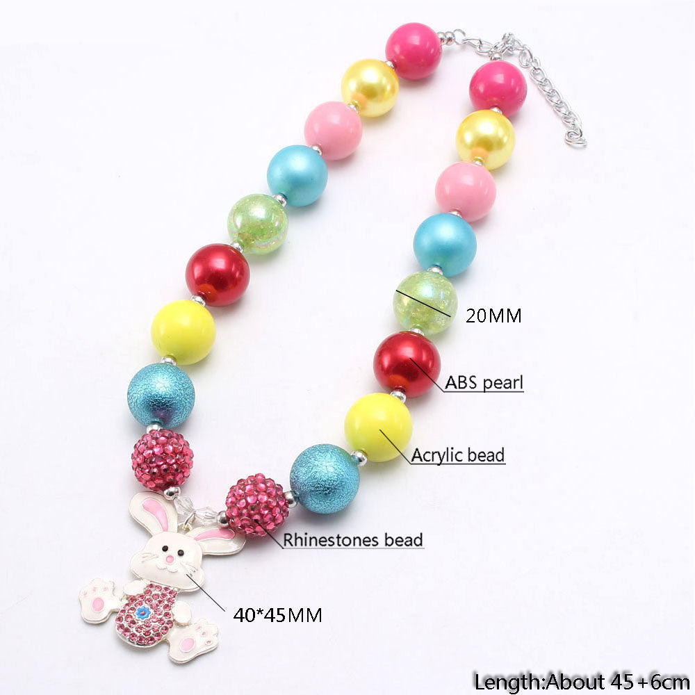 Easter Bunny Colorful Bead Necklace