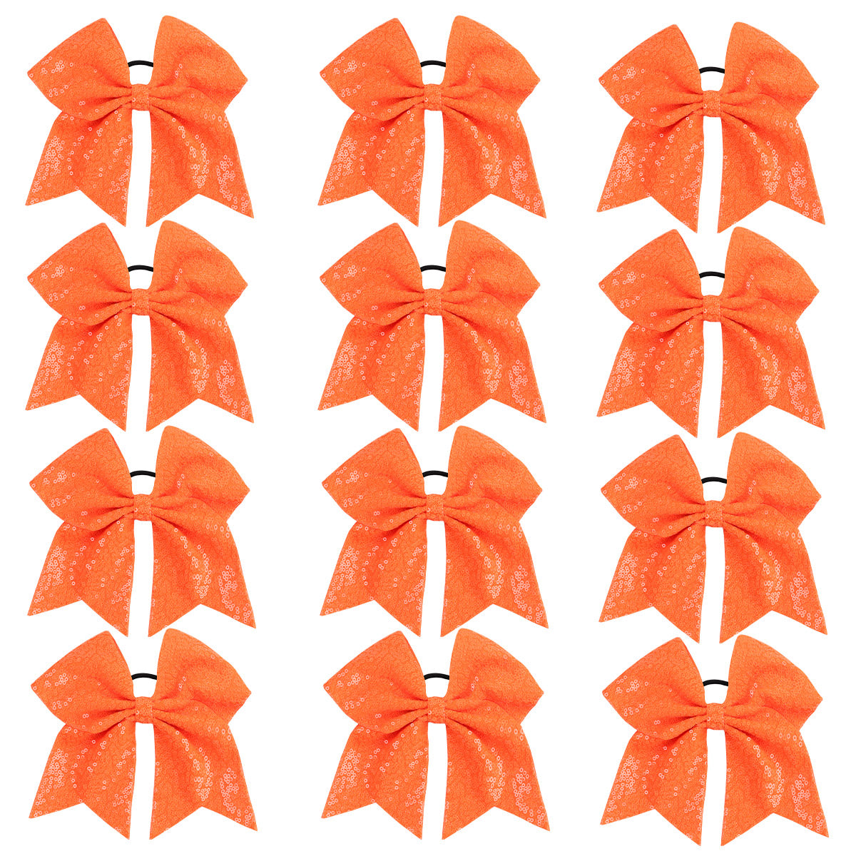 Orange Sequin Cheer Bows for Teen Girls