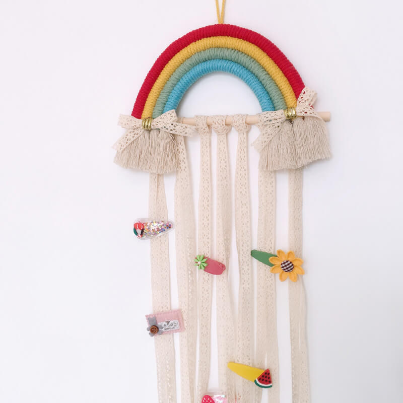 cnhairaccessories Rainbow Tassel Hair Bow Holder