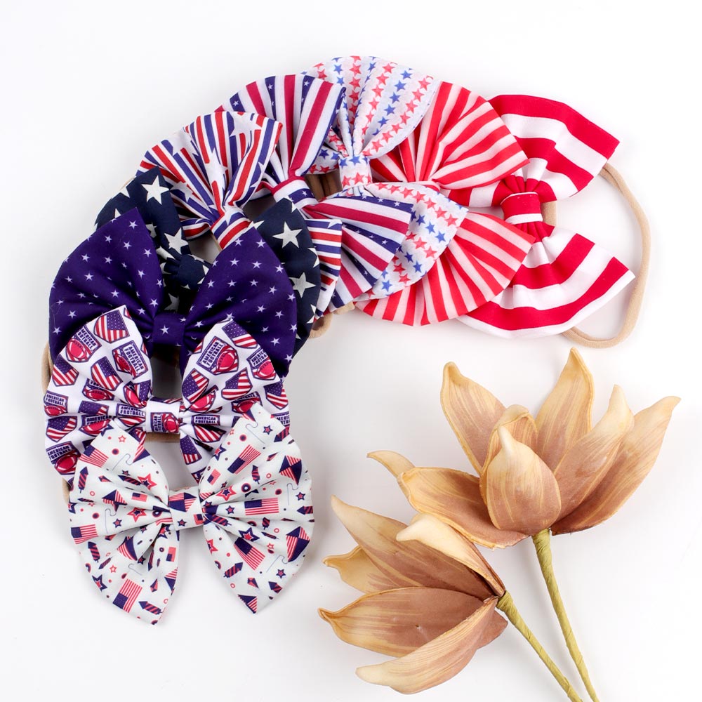 3PCS American Flag Bow Headbands