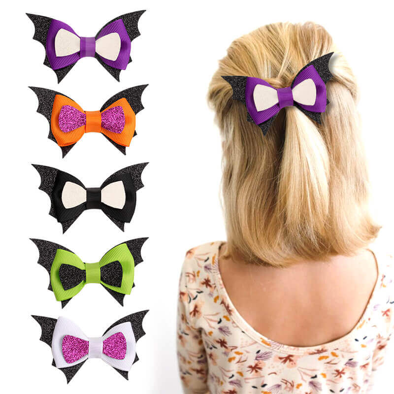 Halloween Bat Bow Hair Clips