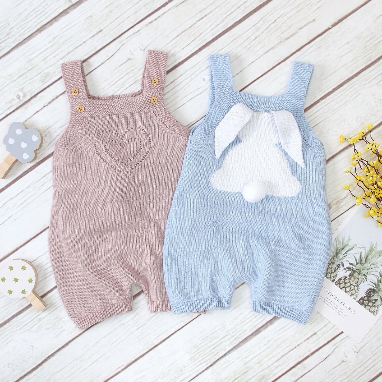 Bunny Knitted Strap Baby Romper