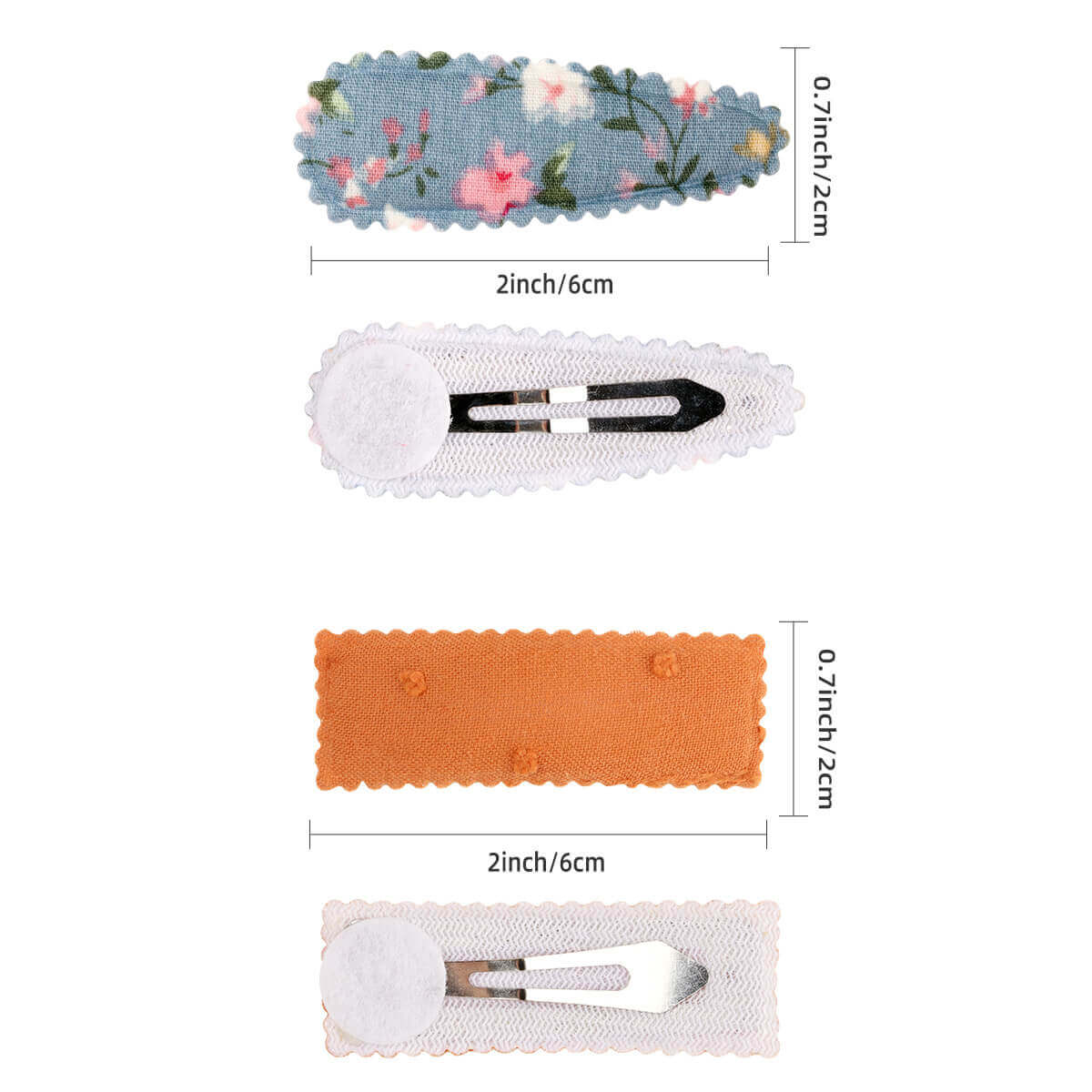 6PCS Flower Pattern Square Snap Hair Clips
