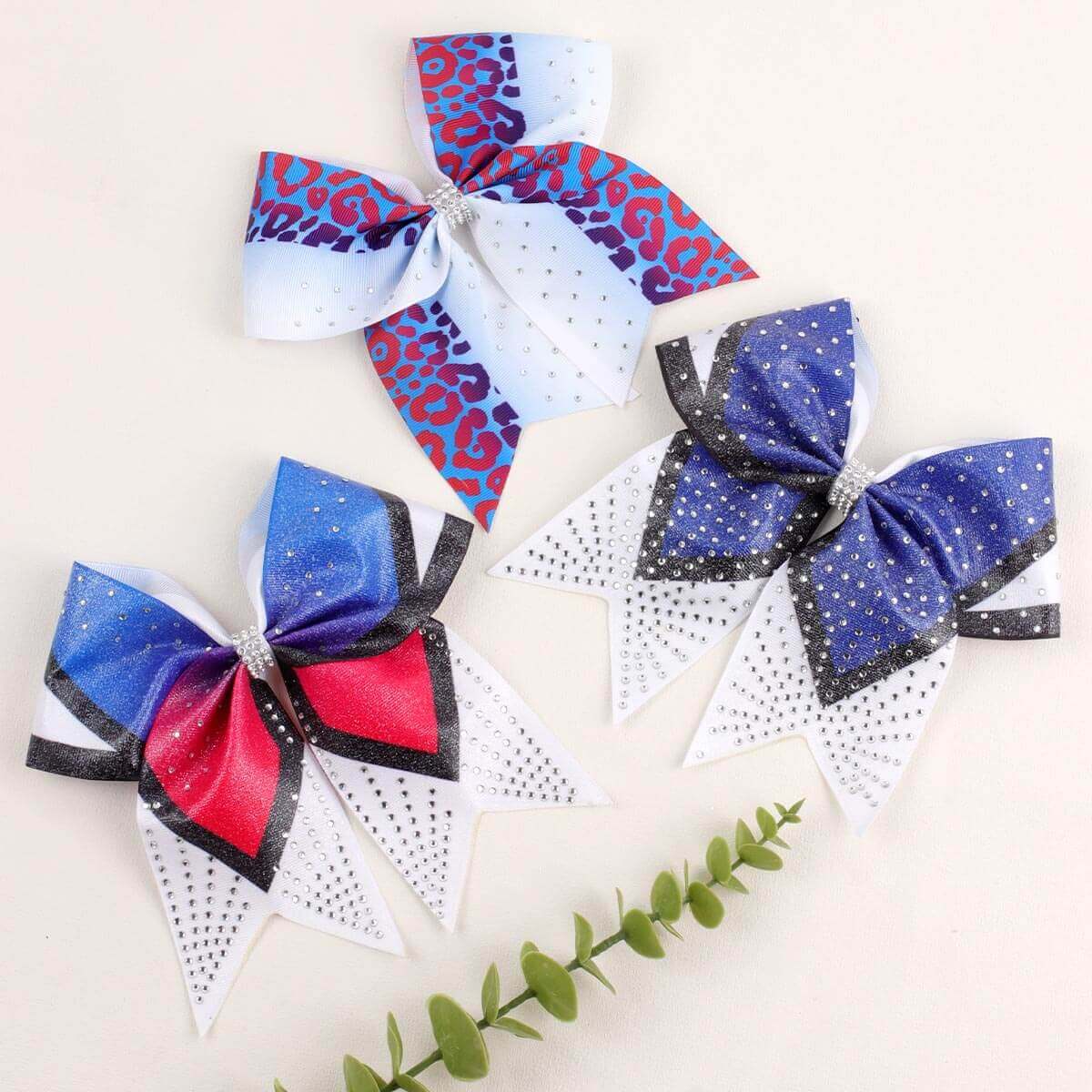 7'' Leopard Colorblock Cheer Bows