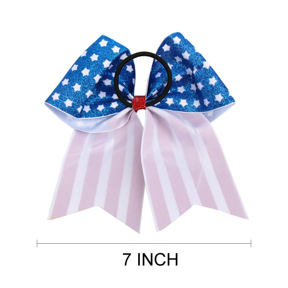 Flag Glitter Cheer Bows