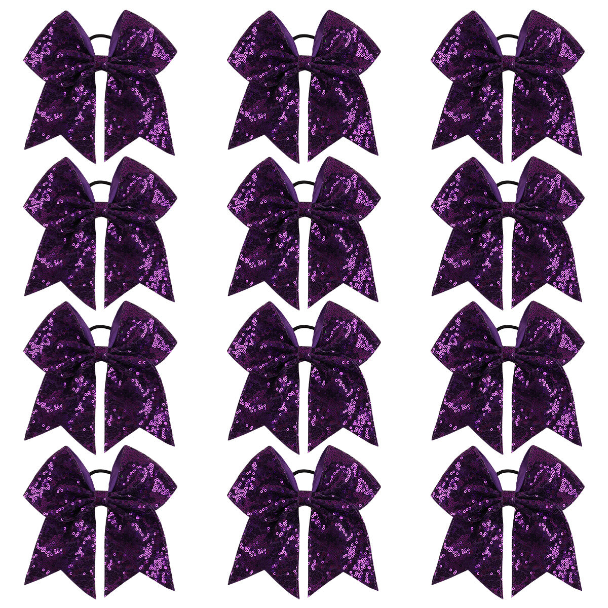 Purple Sequin Cheer Bows for Teen Girls