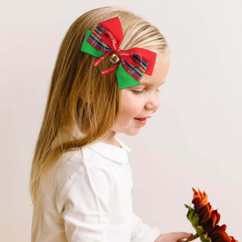 5'' Golden Bell Christmas Hair Bows
