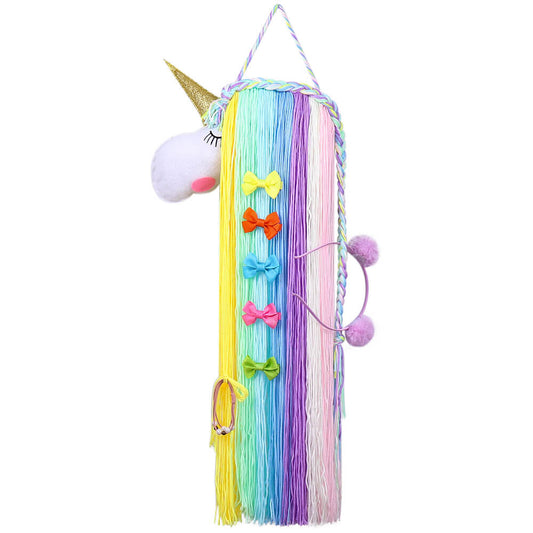 Unicorn Yarn Tassels Hair Bow Holder - Rainbow