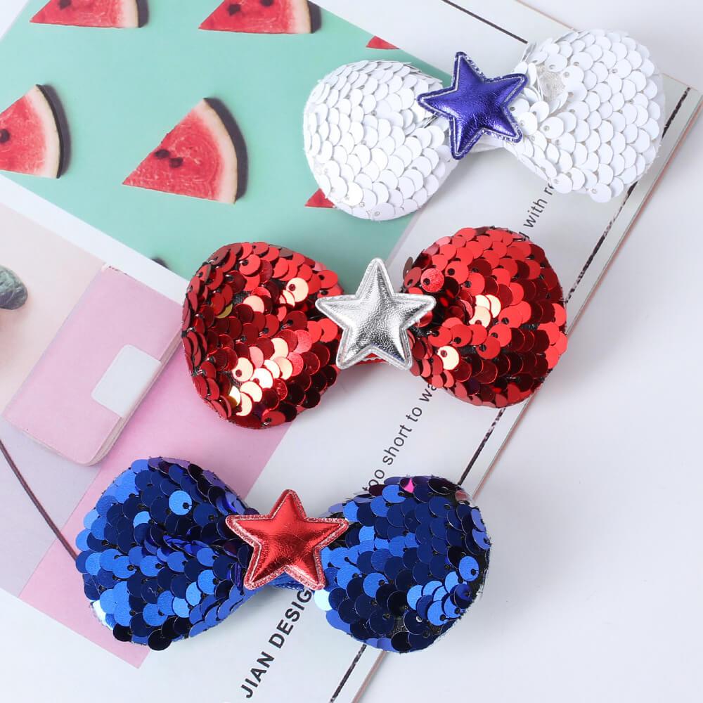 3pcs/ lot 4th of July Sequin Hair Clip