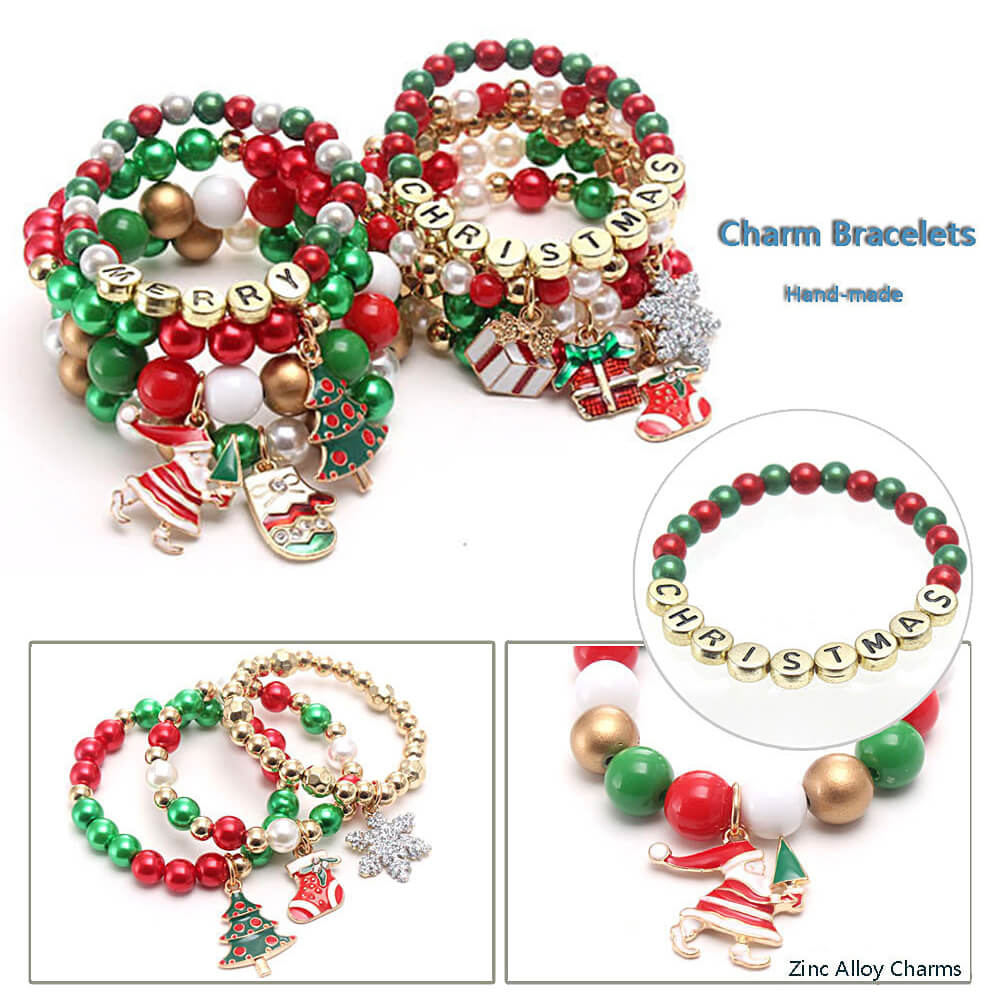 Beautiful Christmas Charms Bead Bracelet