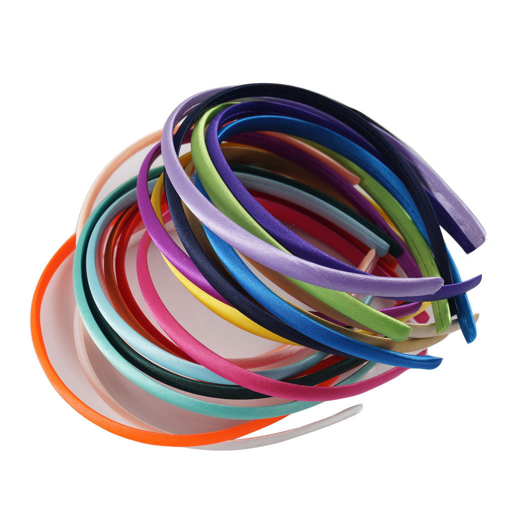 100PCS Basic Solid Color Satin Headbands