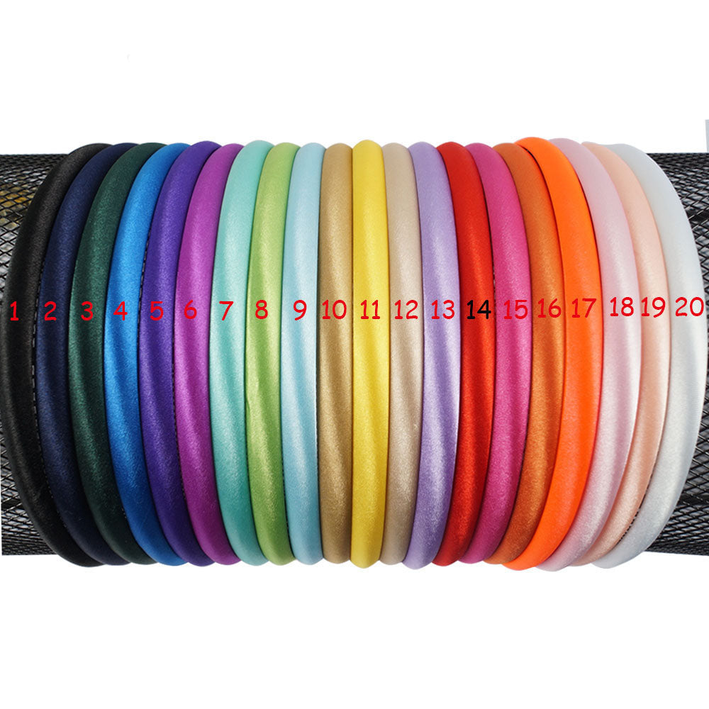 100PCS Basic Solid Color Satin Headbands