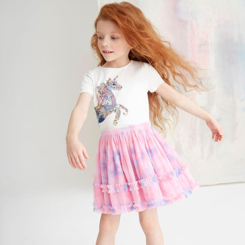 Unicorn Gradient Mesh Girls Dress