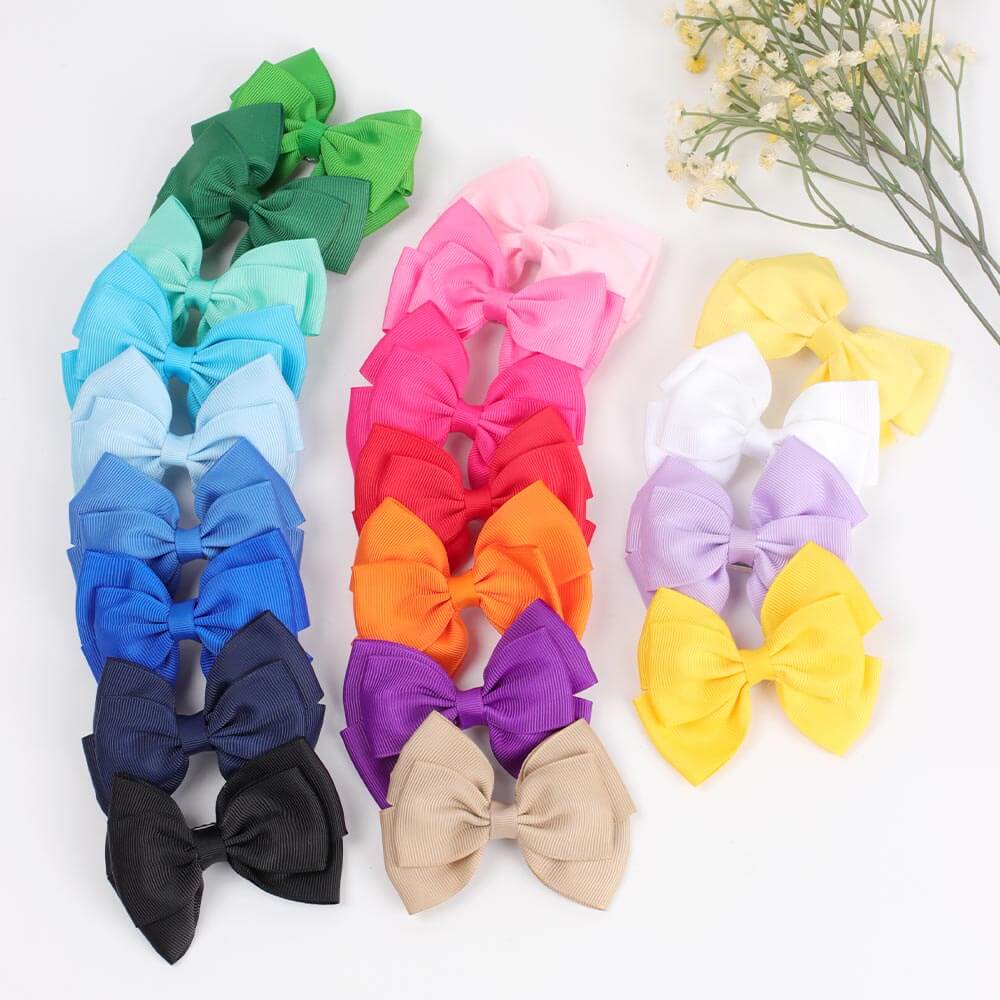 20PCS 3.5 inch Solid Color Hair Bows