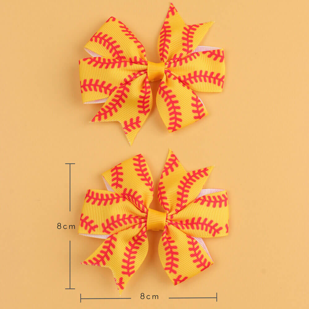 2PCS football pattern pinwheel bow