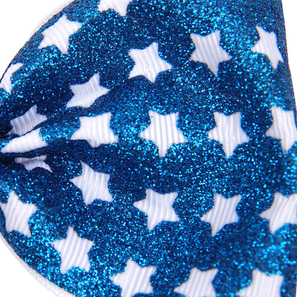 Glittery USA Flag Design Bow Hair Clips - 2 Pack