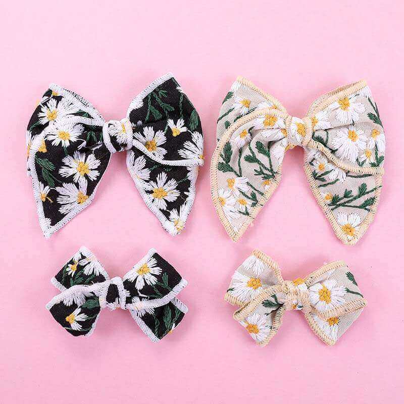 Embroidery Bows Hair Clip For Girls