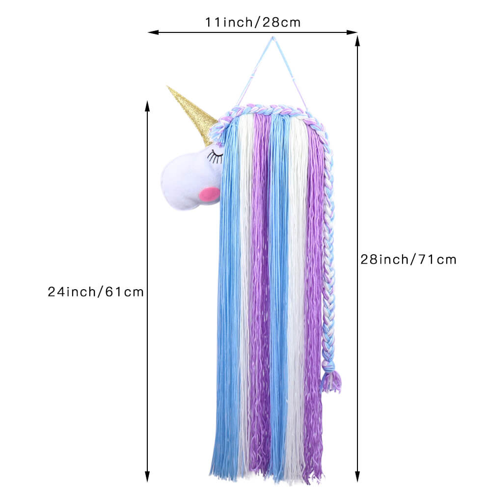 Unicorn Yarn Tassels Hair Bow Holder - Purple Blue