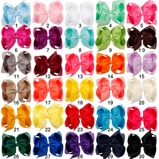 30PCS 6 inch Solid Color Hair Bows